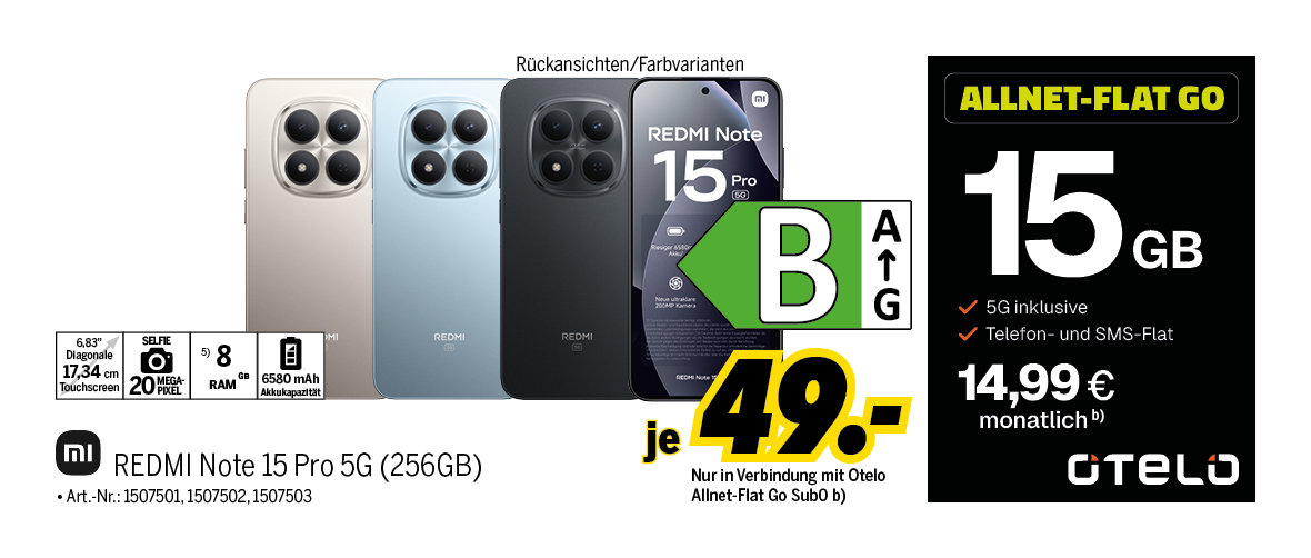 REDMI Note 15 Pro 5G mit 256GB für einmalig 49€