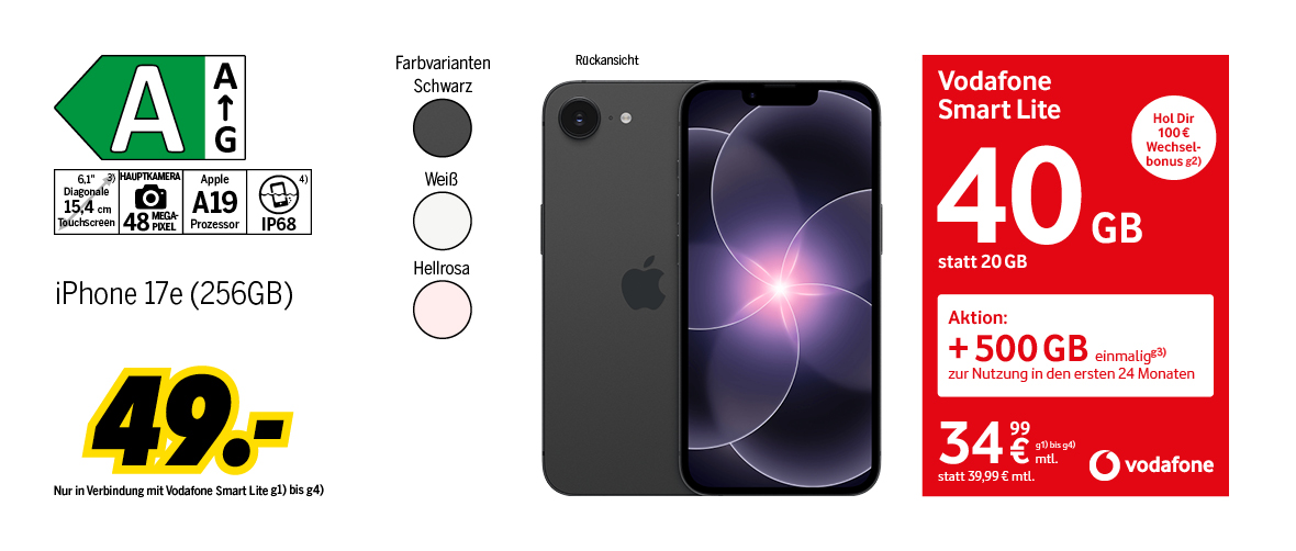 iPhone 17e mit 256GB für einmalig 49€